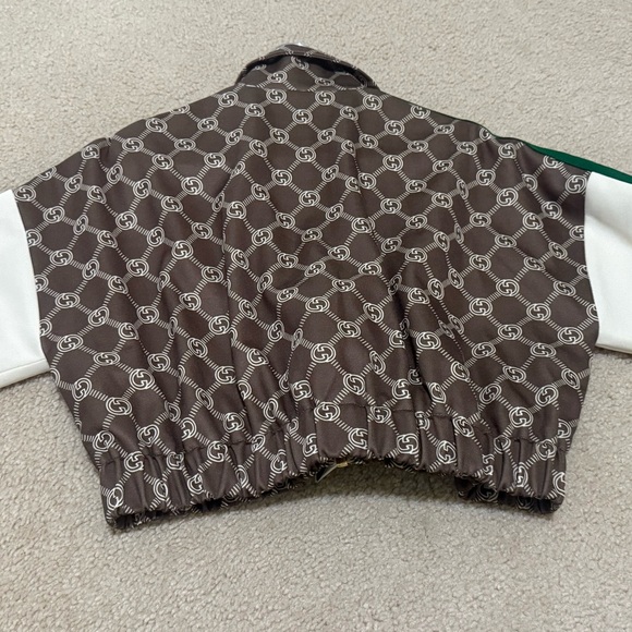 NEW!  Gucci Brown Technical Jersey Monogram  Logo Cropped Jacket - S - Picture 10 of 14
